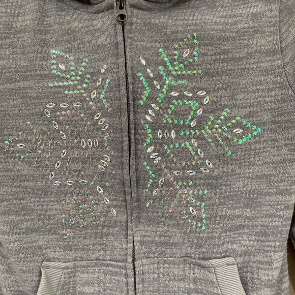 🎃NWT Sherpa Fully Lined Front Embellished Zipper Hoodie, Size M (10/12) - Picture 4 of 8